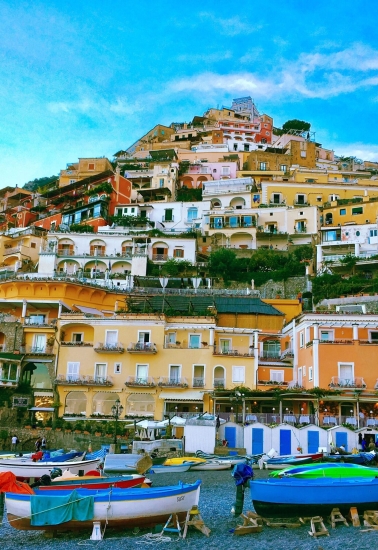 A beautiful shot of lattari mountains regional park castellammare italy with a clear blue sky
